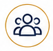 Icon of a group of three people, representing a team or community.