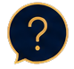 A dark background with a speech bubble containing a question mark