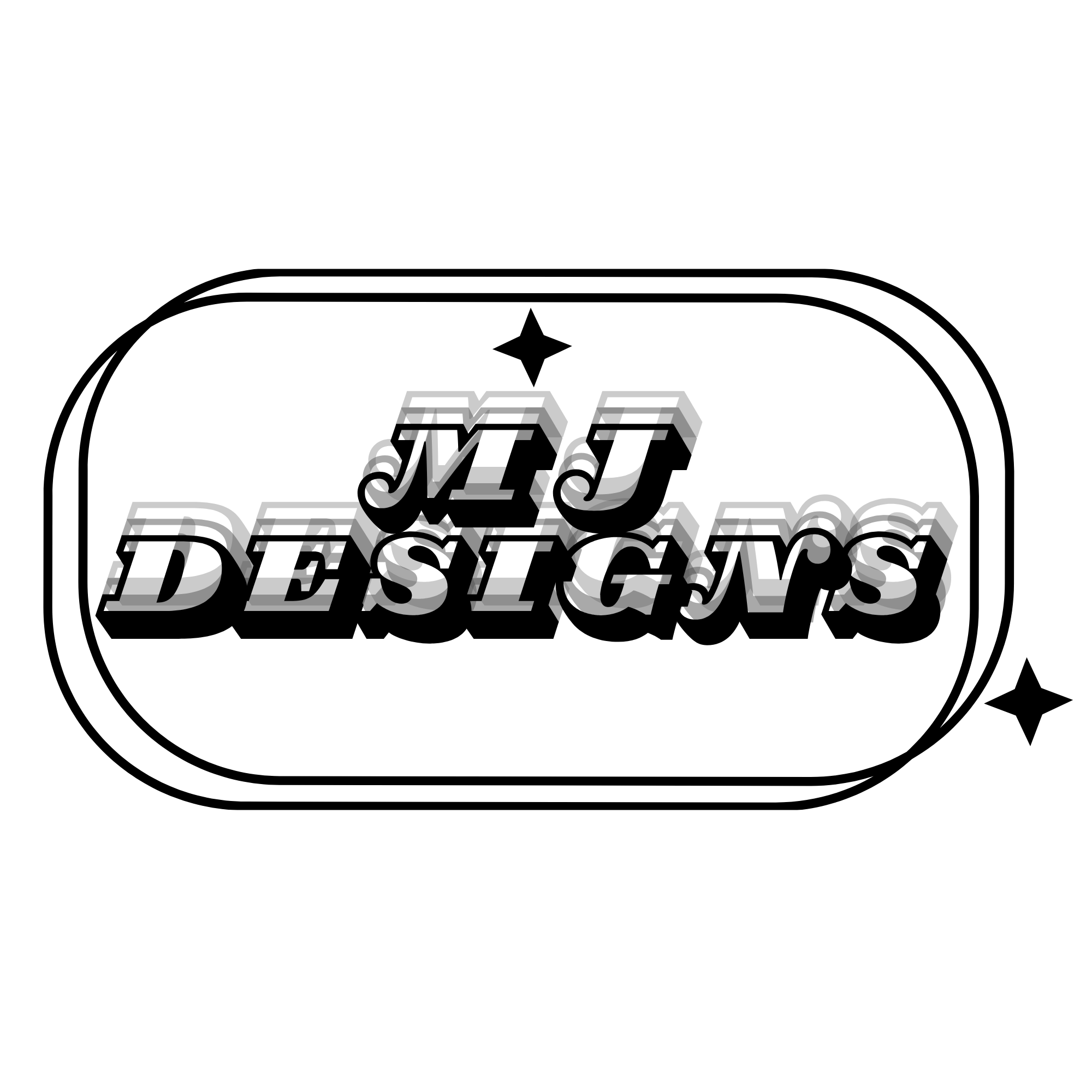 Retro logo featuring "M J Designs"