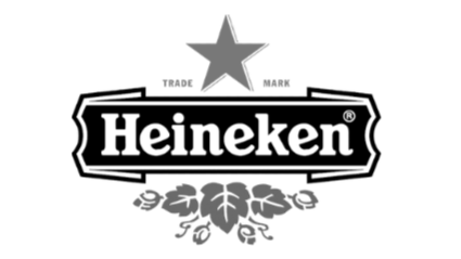 Logo de Heineken con letra en negrita, estrella y hojas de la planta de cebada.