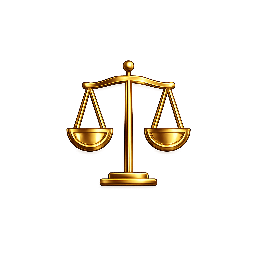 Gold scales of justice representing legal advocacy and justice.