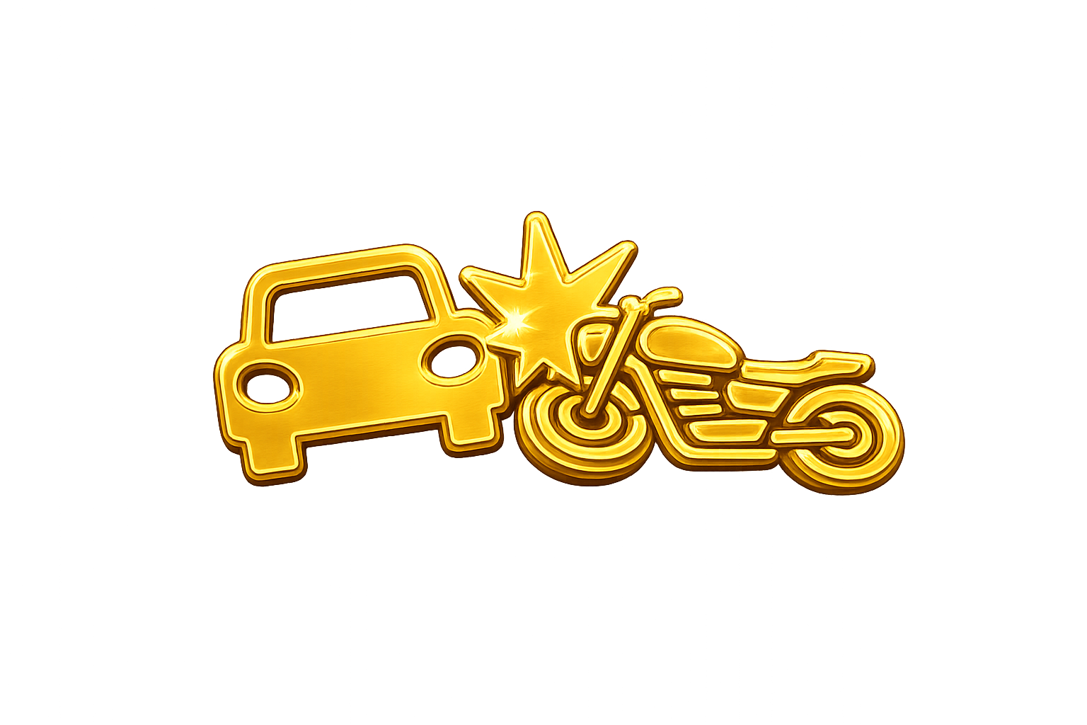 Gold icon representing a motorcycle collision.