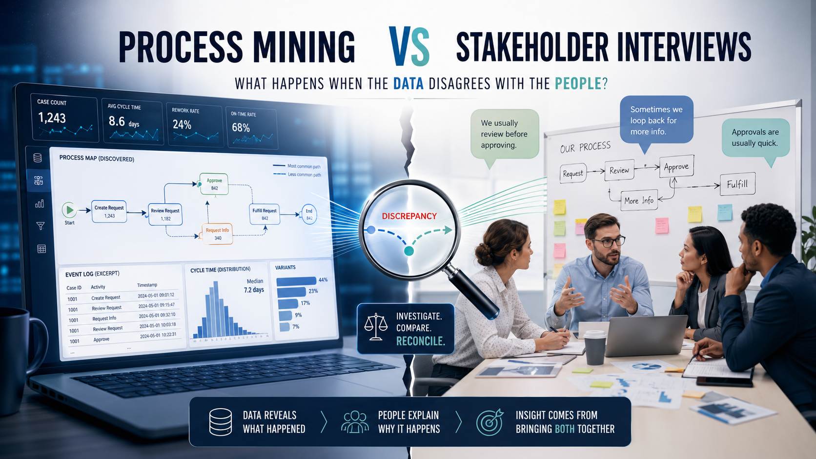 Process Mining vs Stakeholder Interviews: What Happens When the Data Disagrees With the People?