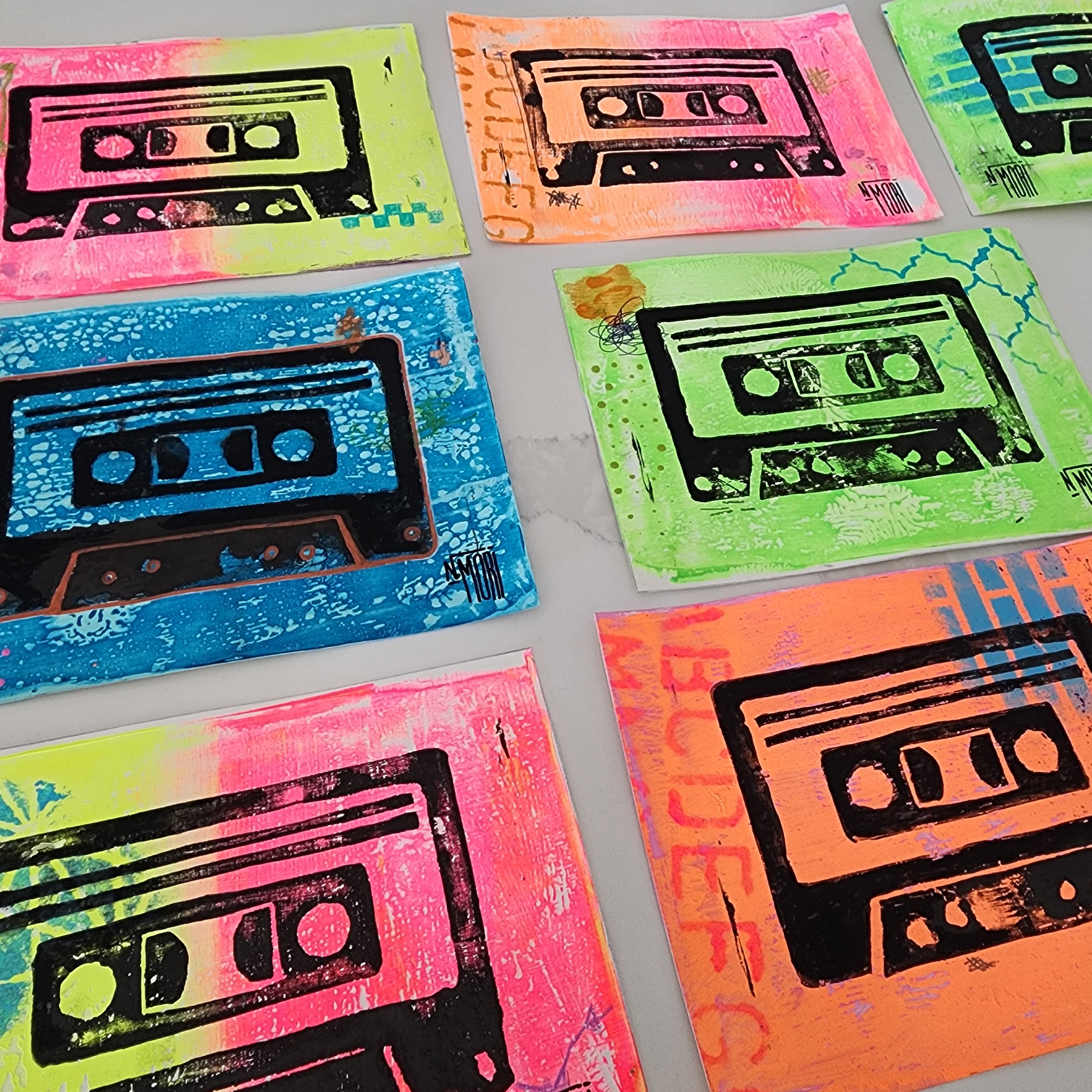 Cassette Tape Linocuts