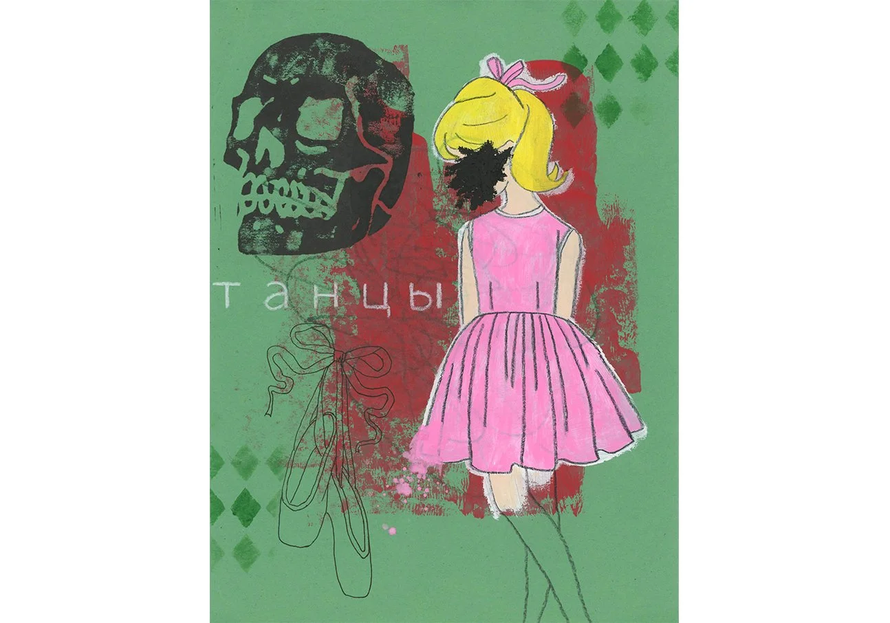 Girlhood Pink Green Skull Ballerina Grunge Painting Artwork.jpg