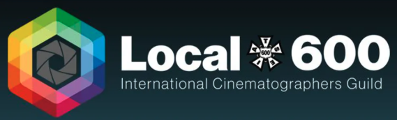 Logo of Local 600 International Cinematographers Guild with a multicolored hexagon and a camera aperture symbol.