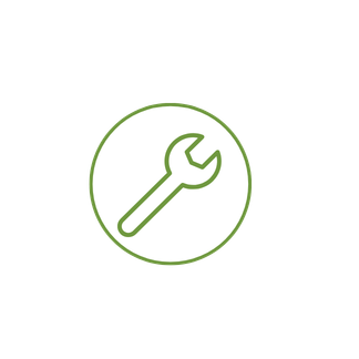Green wrench icon inside a circle with a green border.