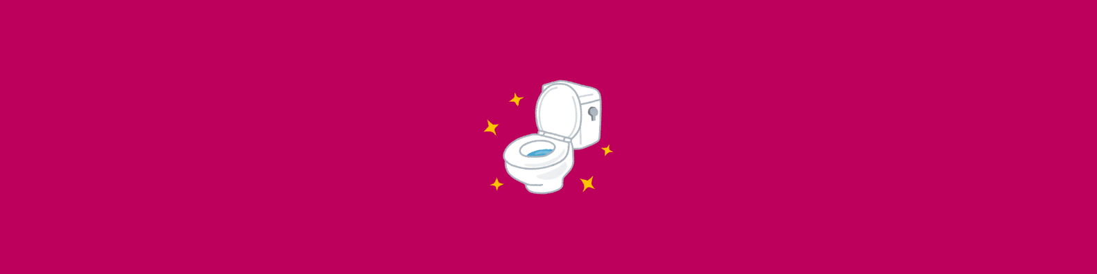 Banner showing a toilet illustrations with sparkles.