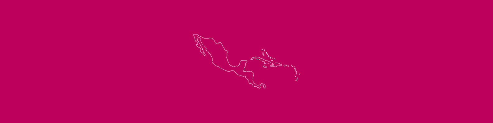 Bright pink banner with an outline of Central America.