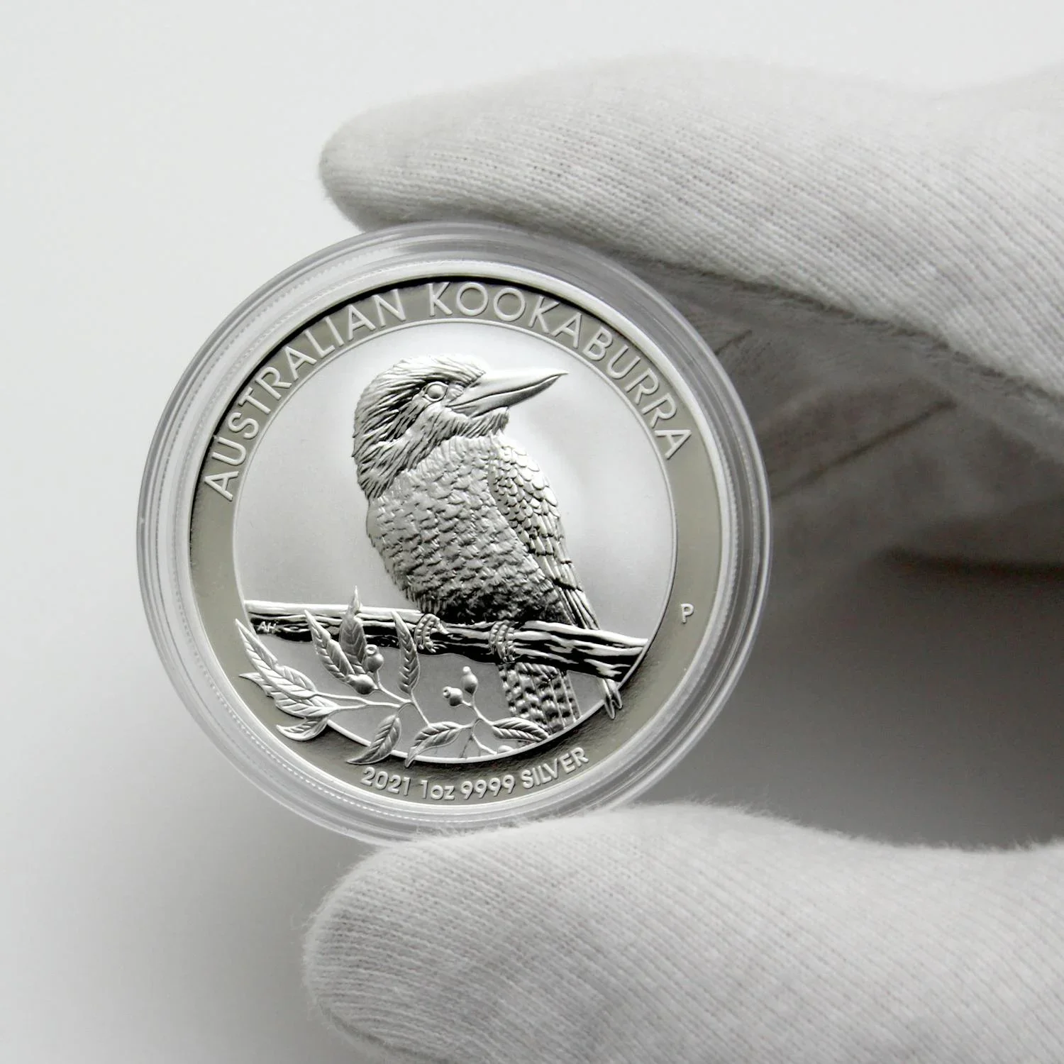 Pièce en argent de 2021 avec un ornithorynque et la mention "Australain Kookaburra".