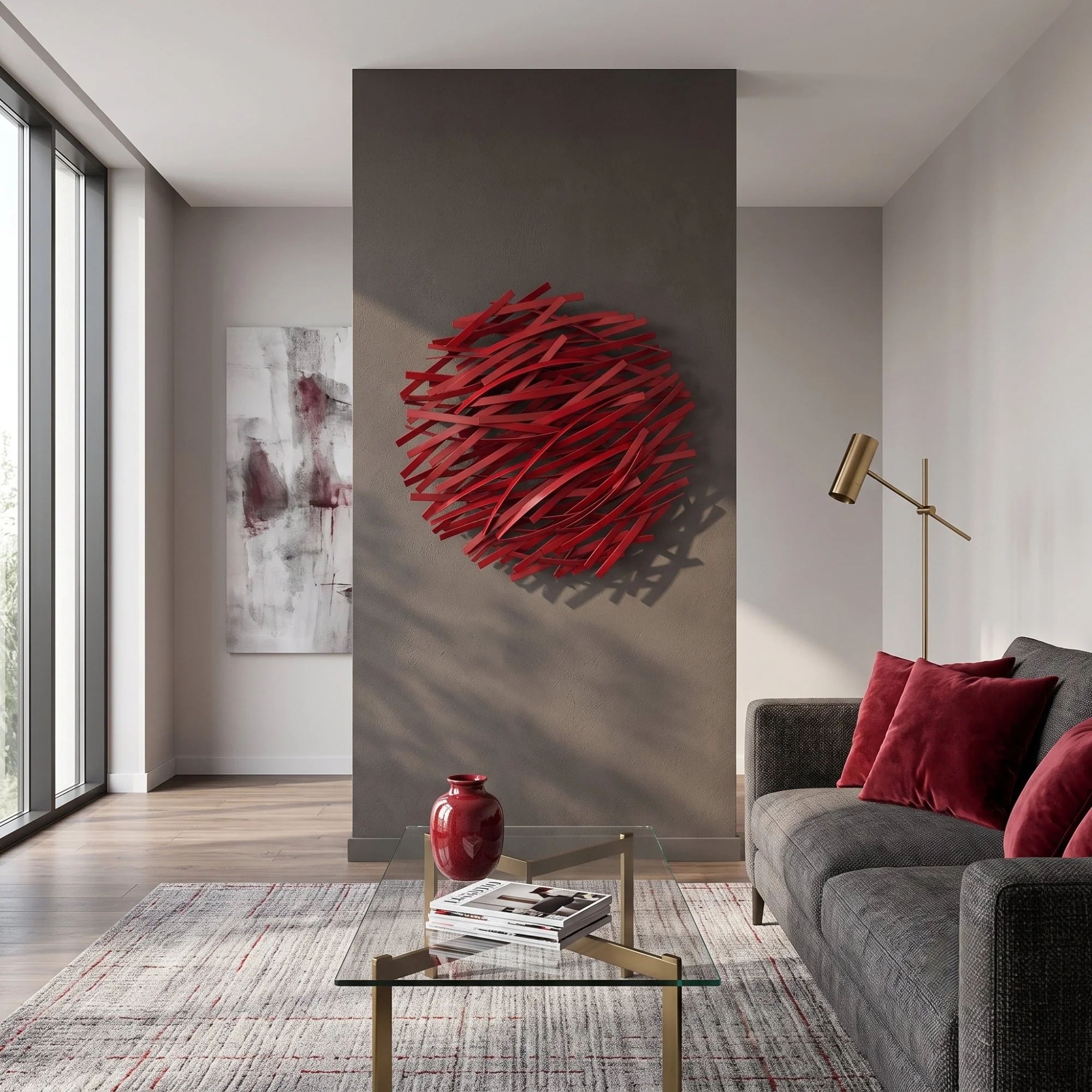 contemporary-red-metal-wall-decor-grey-column.jpg