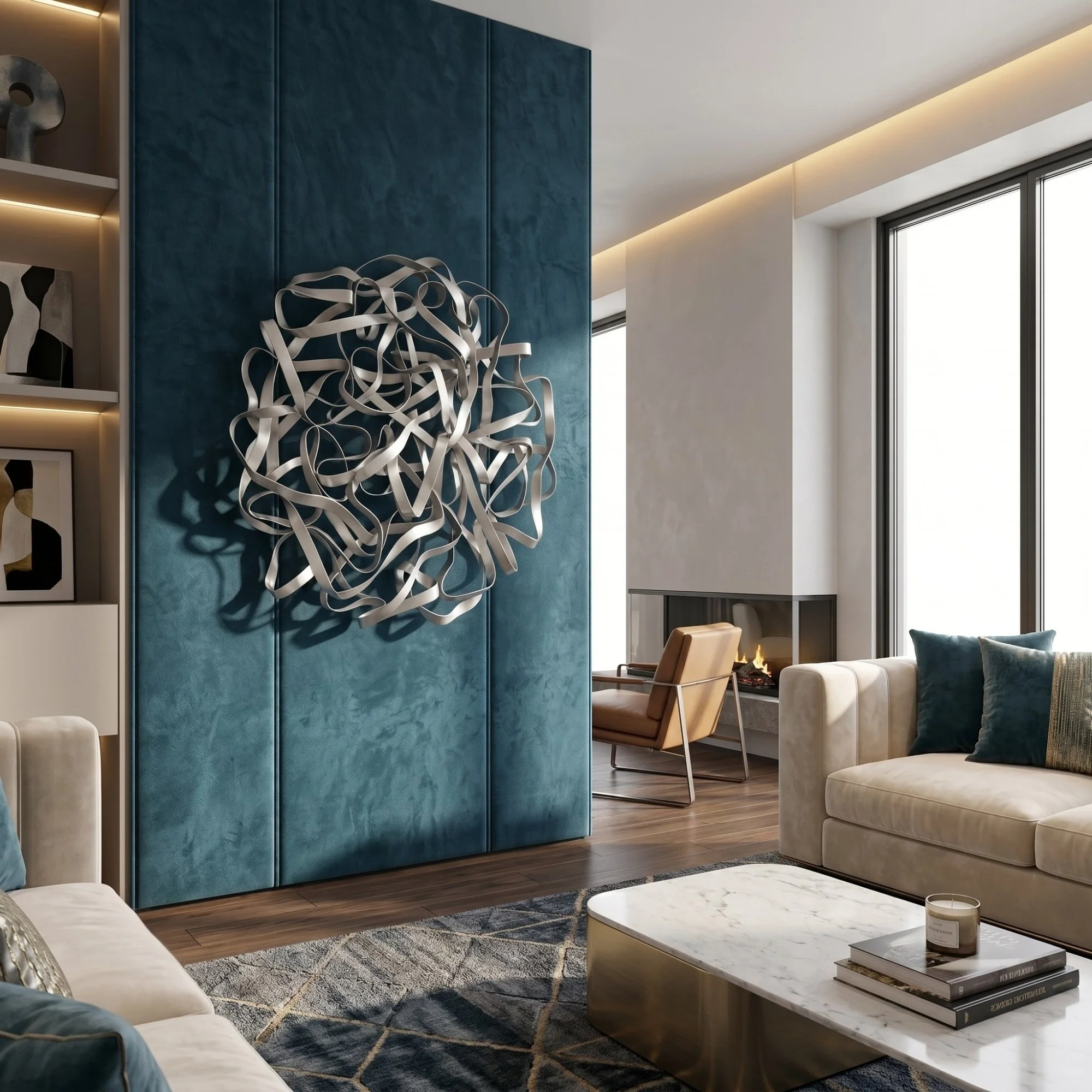 contemporary-silver-metal-art-teal-accent-wall.jpg
