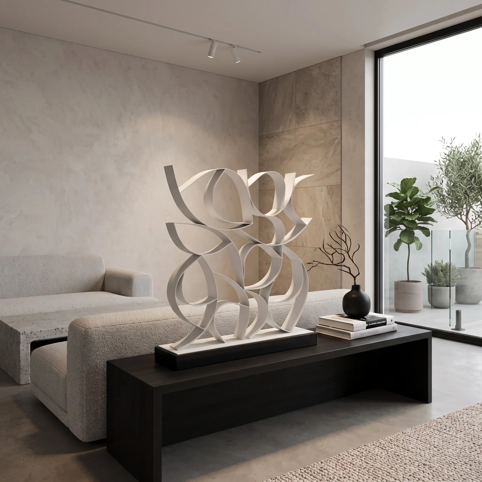 organic-shape-white-sculpture-dark-wood-table.jpg