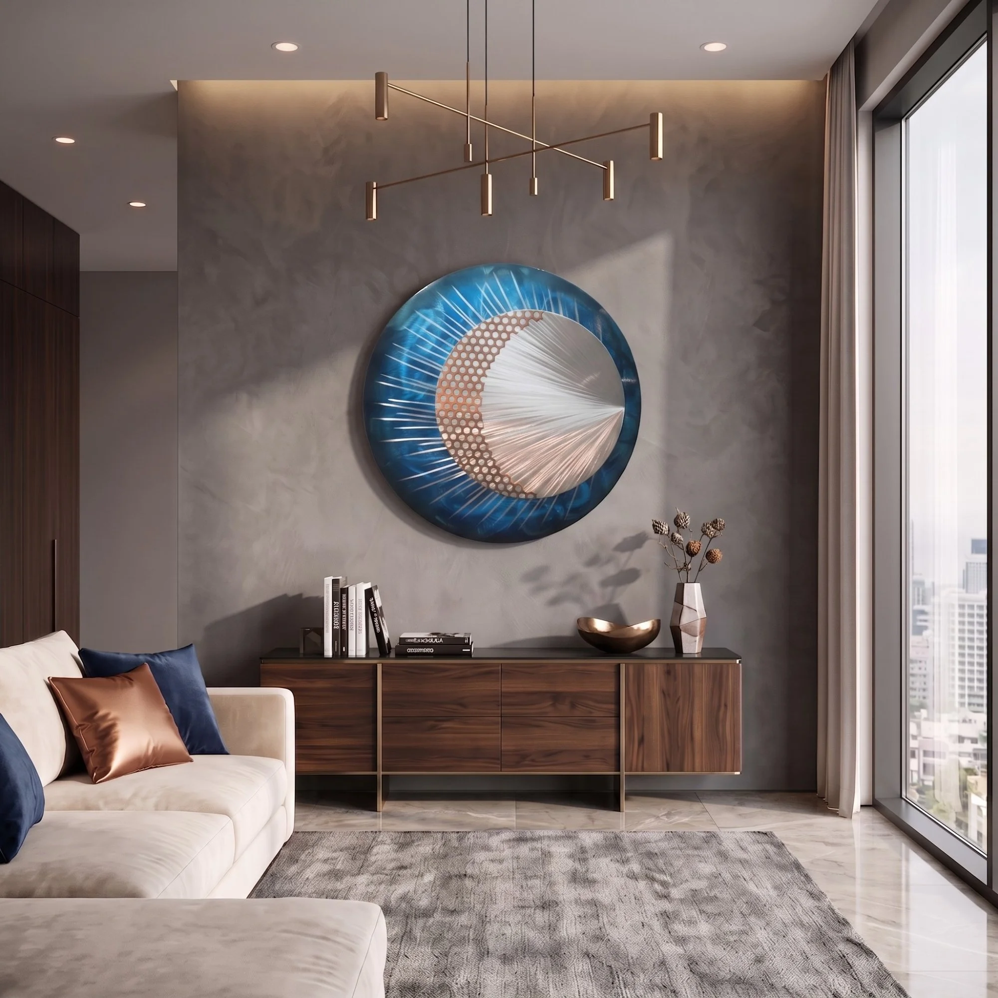 contemporary-metal-art-grey-wall-copper-accents.jpg