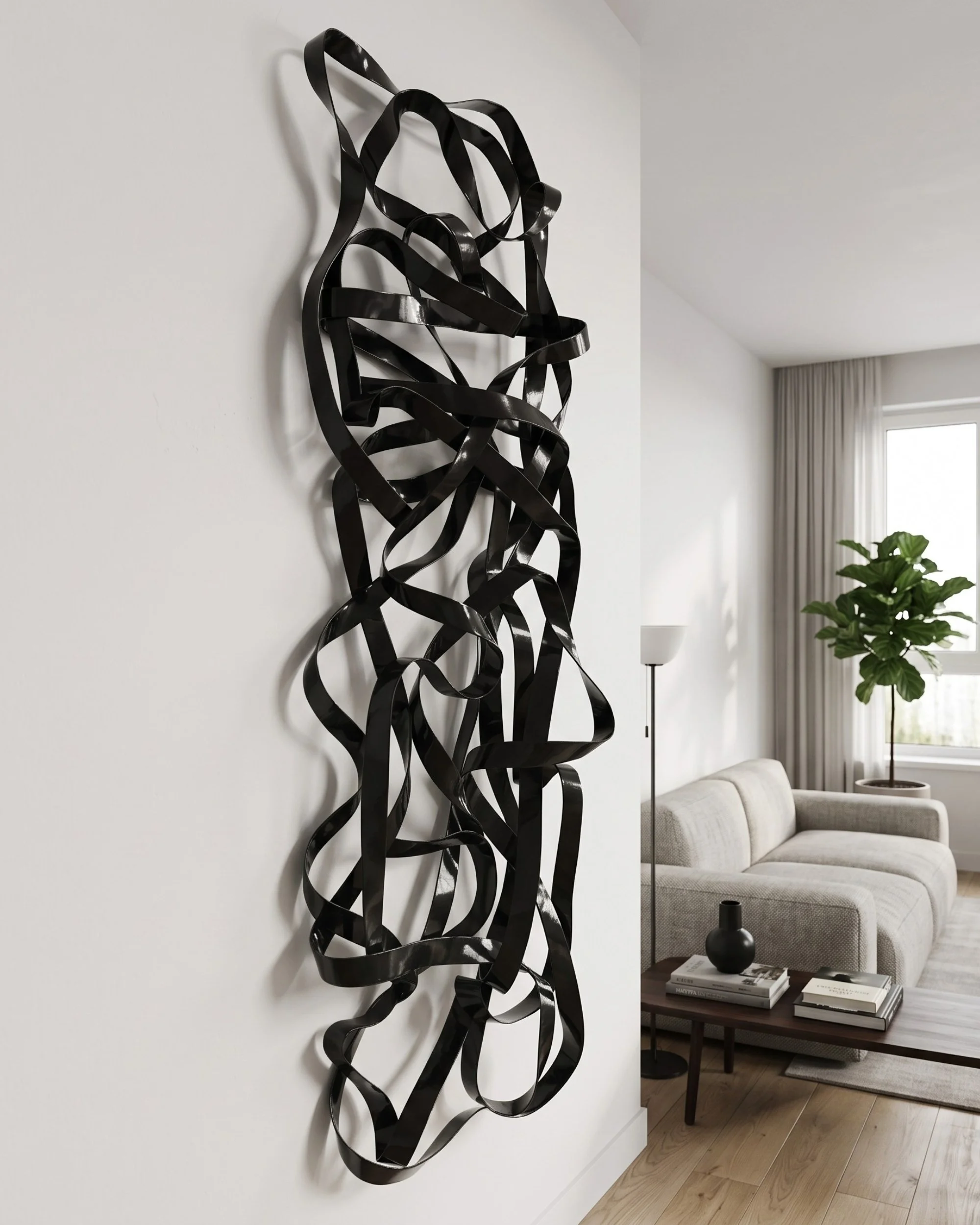 3d-glossy-black-ribbon-wall-art-angled-view-white-room.jpg