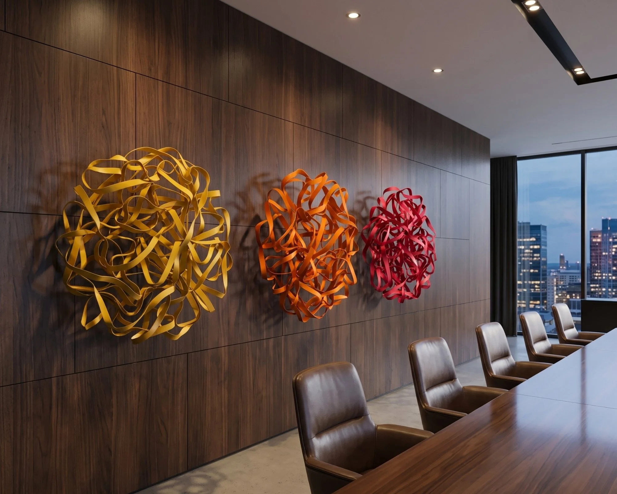 sunset-gradient-metal-art-triptych-wood-boardroom.jpg