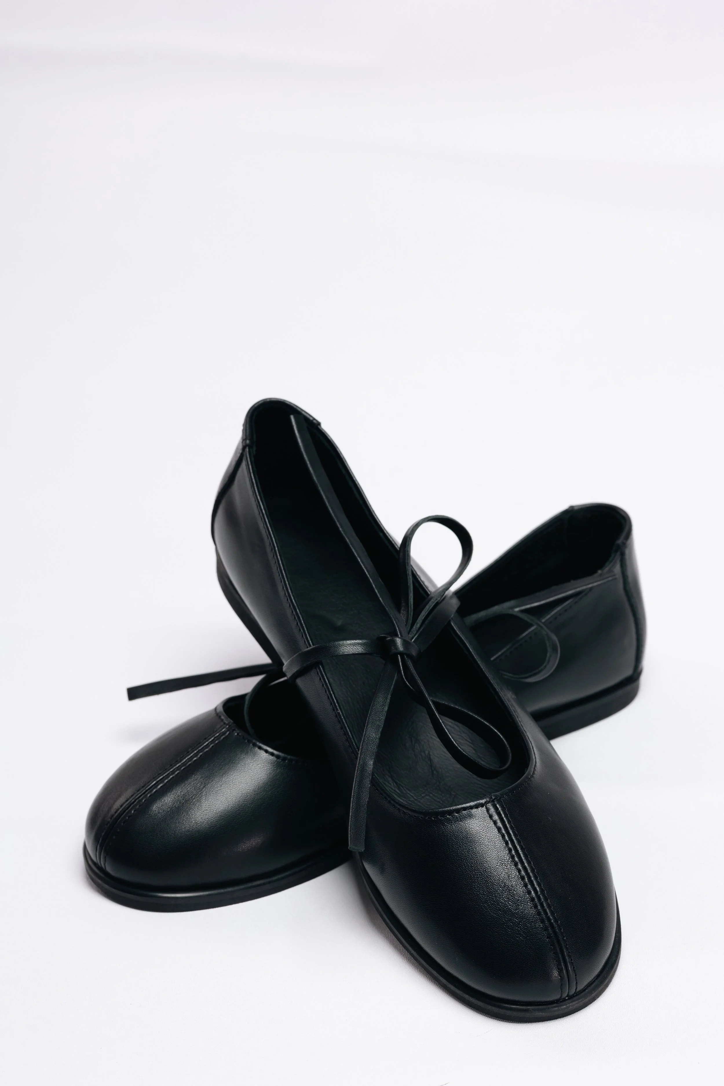 Black Leather Mary Jane Flats