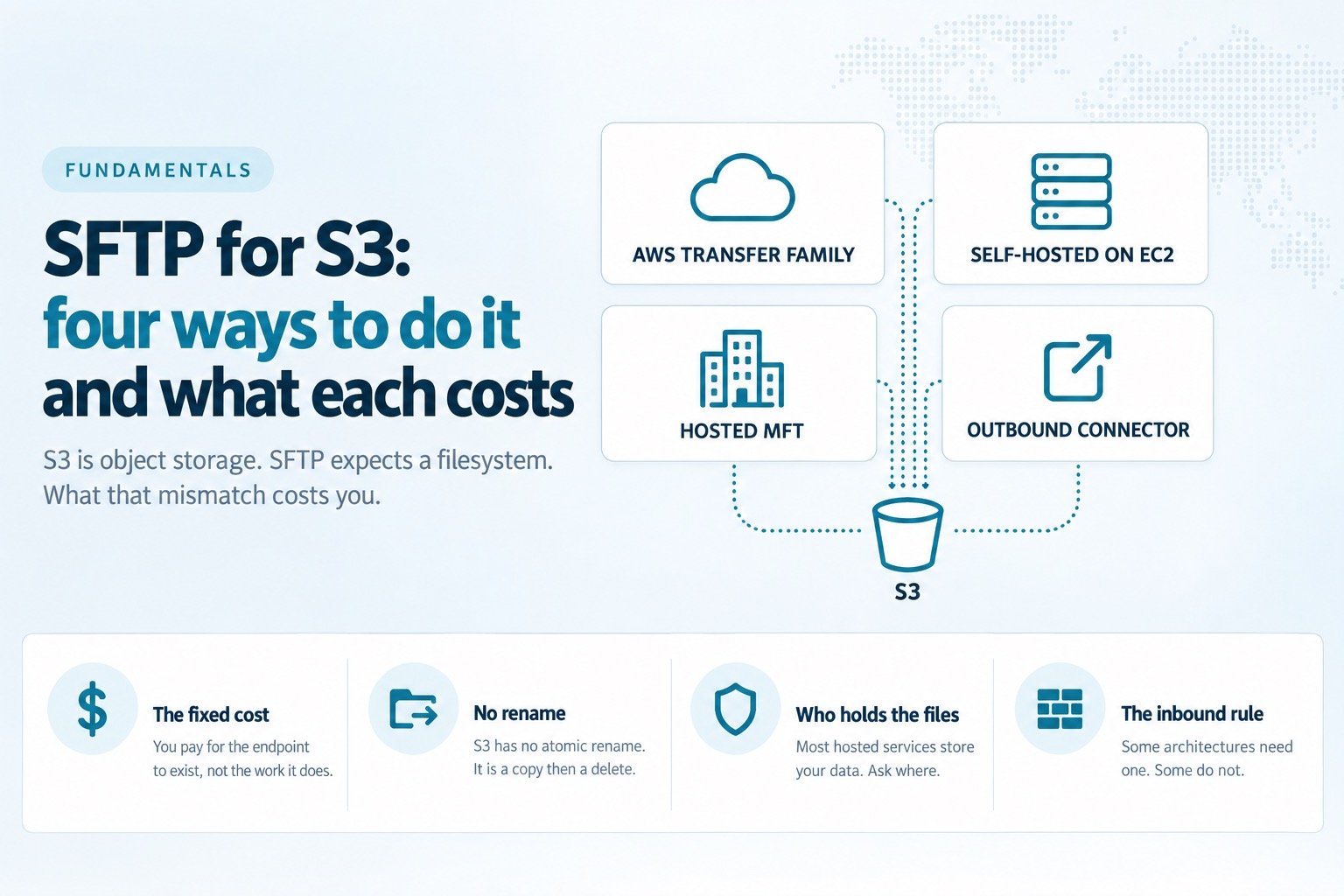 SFTP for S3: four ways to do it, and what each one actually costs