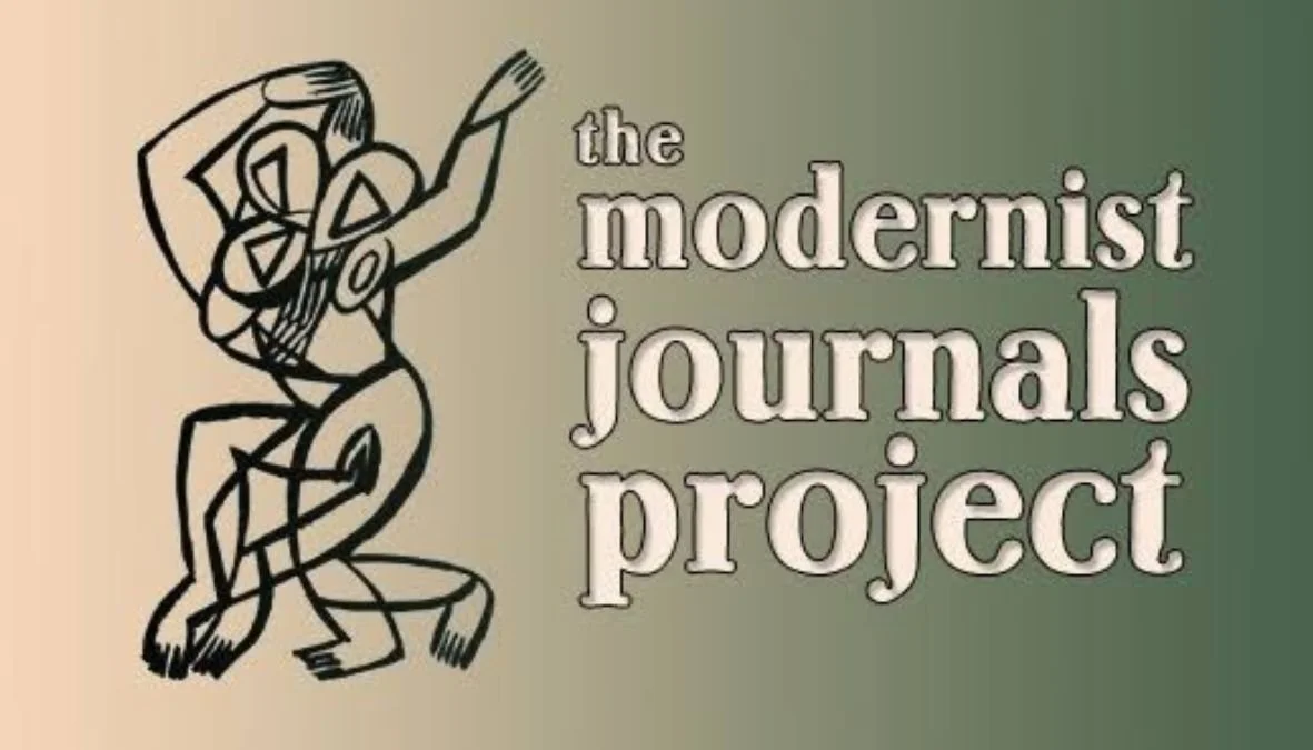 Logo for the Modernist Journals Project featuring abstract line art of a dancing figure and text