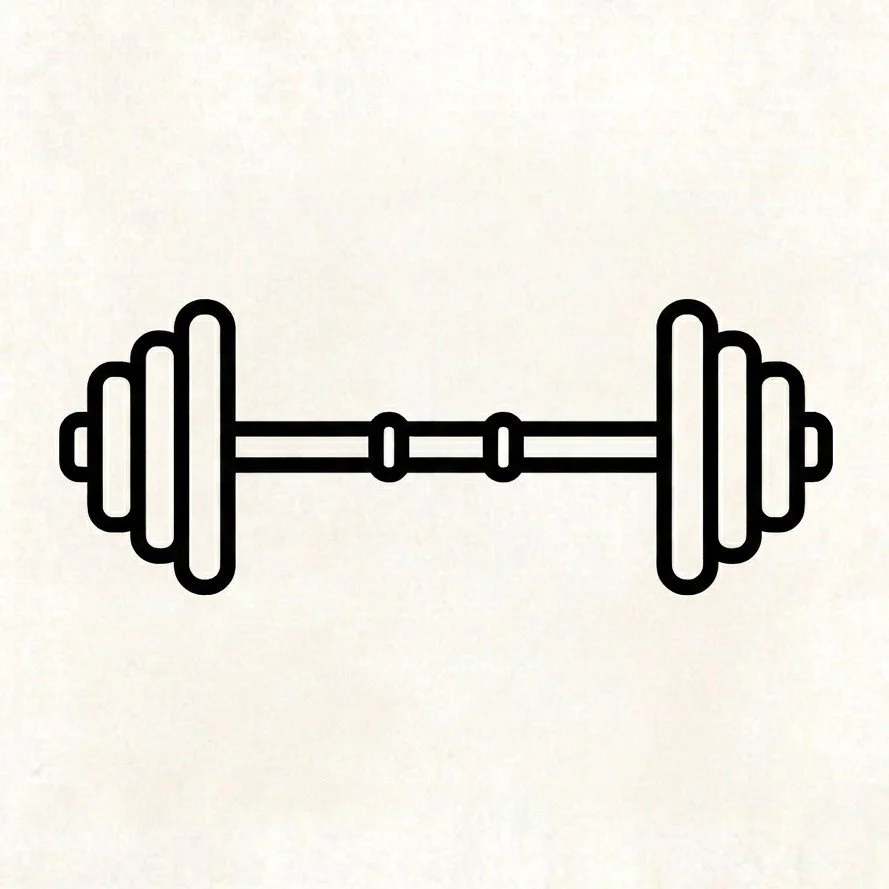 Fitness icon showing a simple barbell