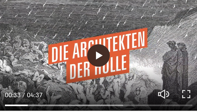 Historical black and white illustration of people, with a modern red and white text overlay that says 'DIE ARCHITEKTEN DER ROLLE'.