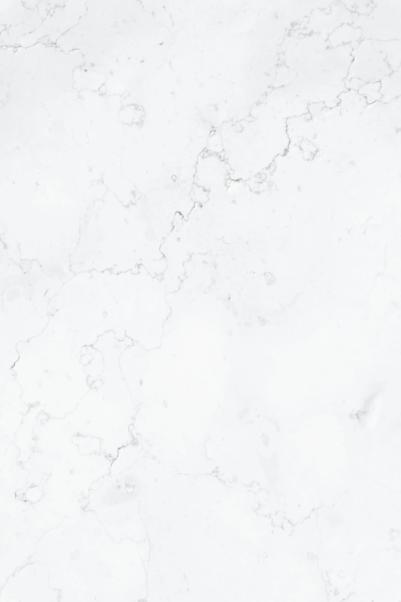 White marble surface with grey and black veining.