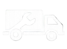 Silhouette of a delivery truck with a wrench symbol on the side