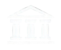 A white model of a classical Greek or Roman temple with columns and a pediment.