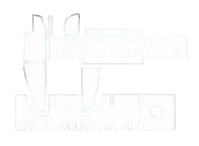 White silhouette of a mechanical device or tool with a rectangular shape and various protrusions.