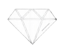 A drawing of a diamond with a black background