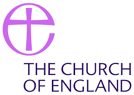 Logo of The Church of England with a purple cross inside a purple circle