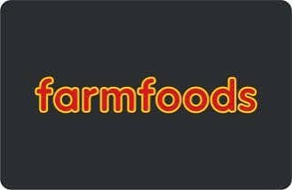 Farmfoods logo with yellow and red text on a black background.