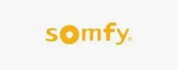 Somfy logo in yellow text on a white background