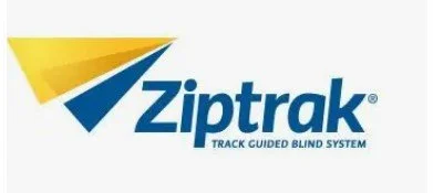 Ziptrax logo with blue and yellow graphic and text 'Ziptrax' and slogan 'Track Guided Blind System'.