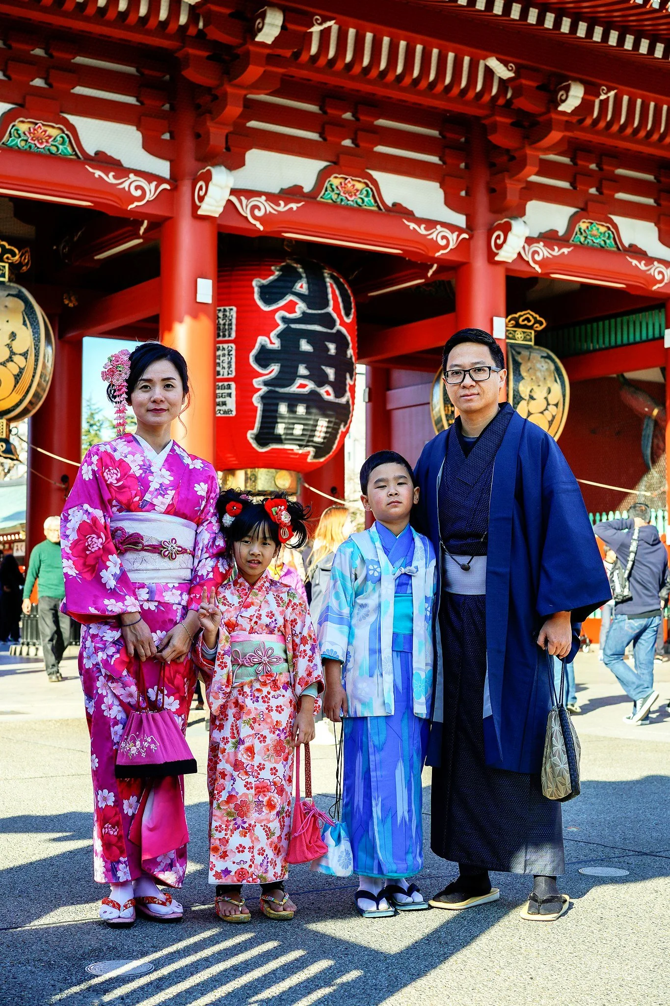 Family in kimono at Senso-ji Temple in Asakusa