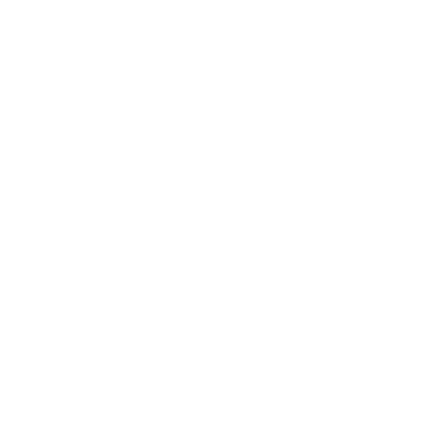 Tekst i kvitt som seier "SPENST" på svart bakgrunn.