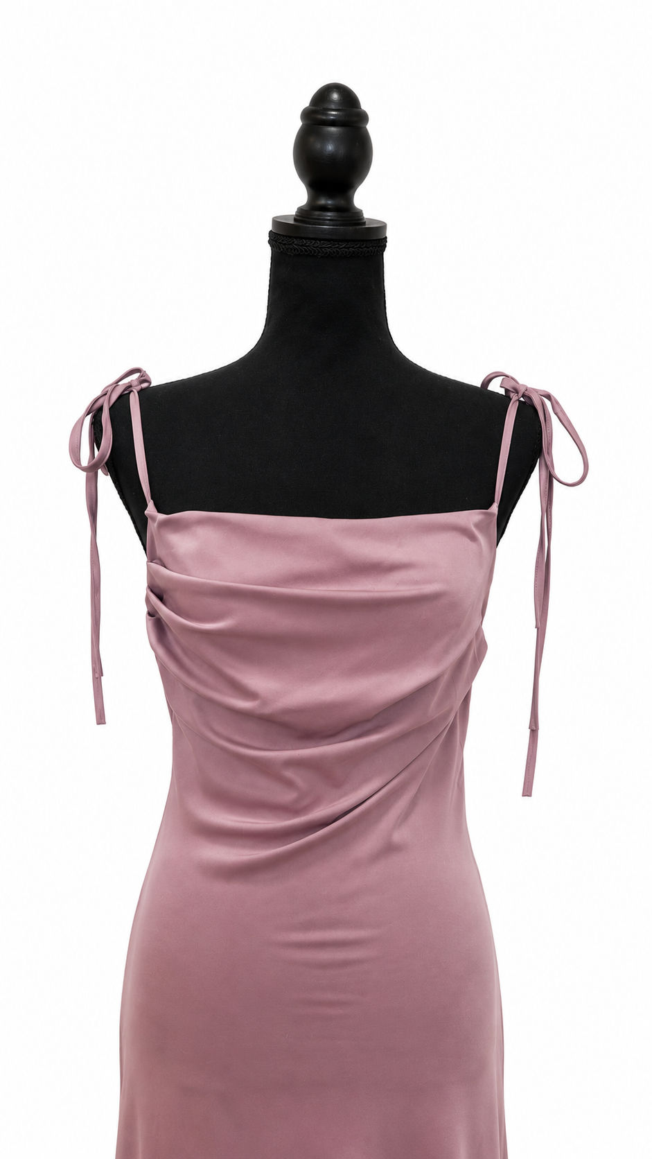Dusty Rose Cowl Neck Satin Gown