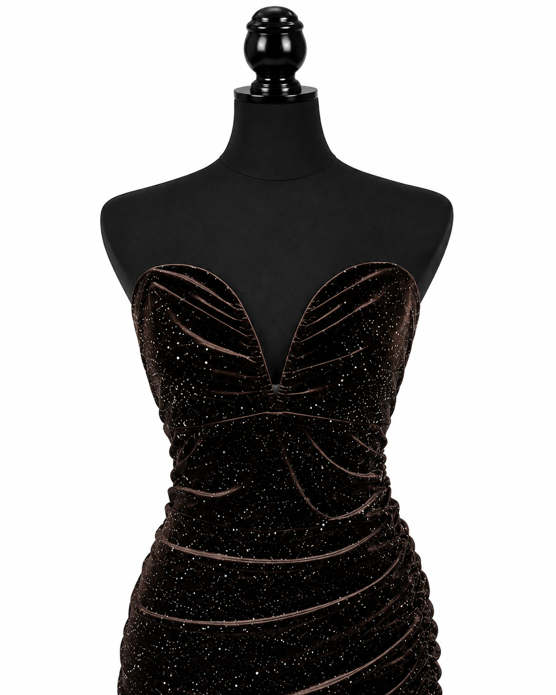 Dark Brown Sparkly Ruched Mini Dress