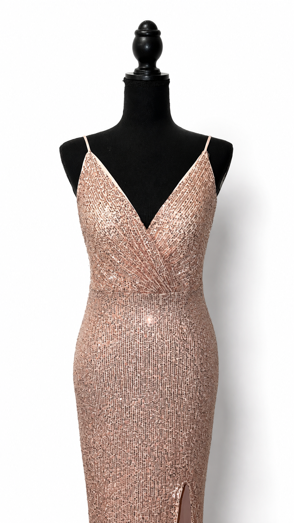 Rose Gold Sequin V-Neck Gown