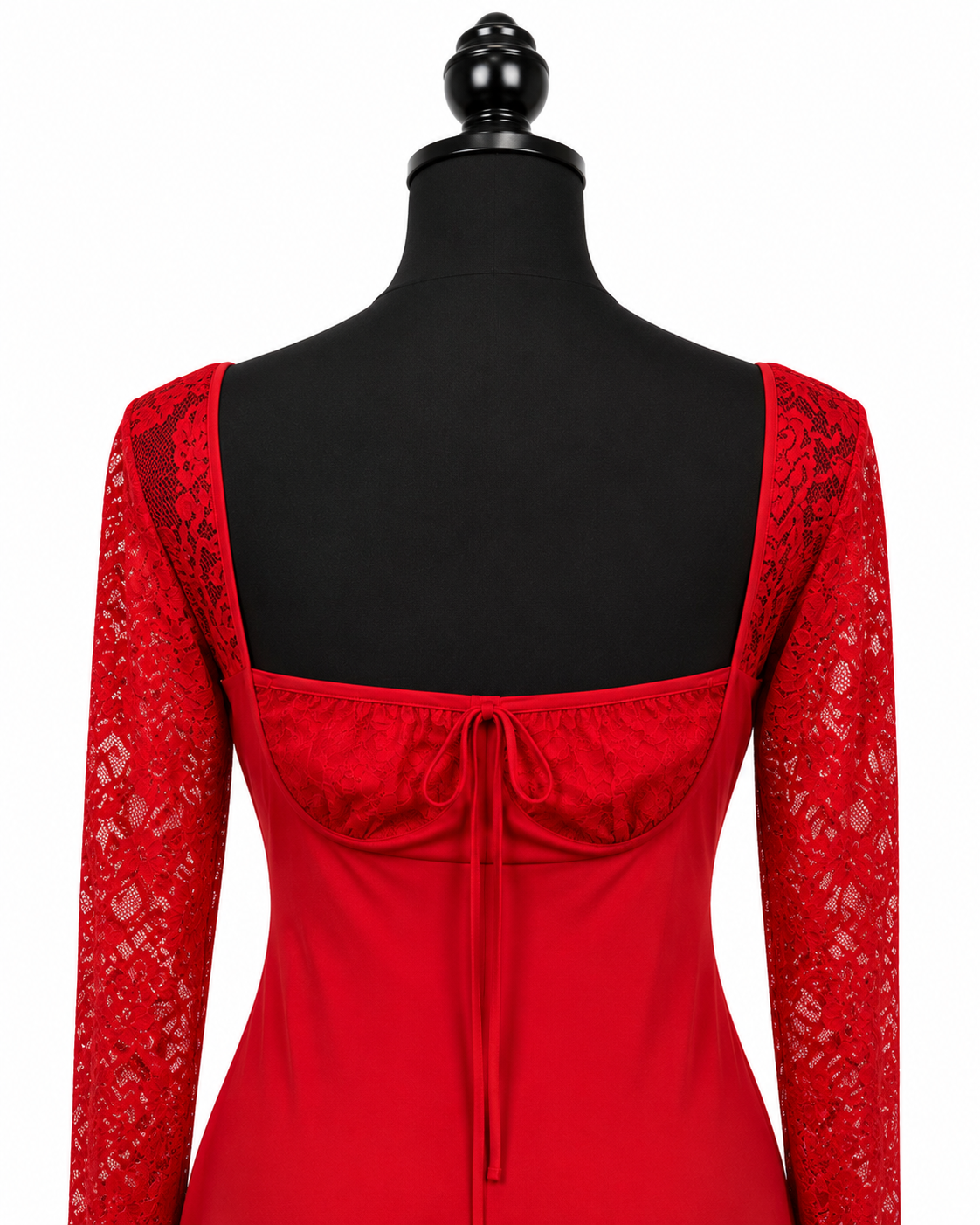 Red Lace Long Sleeve Mini Dress