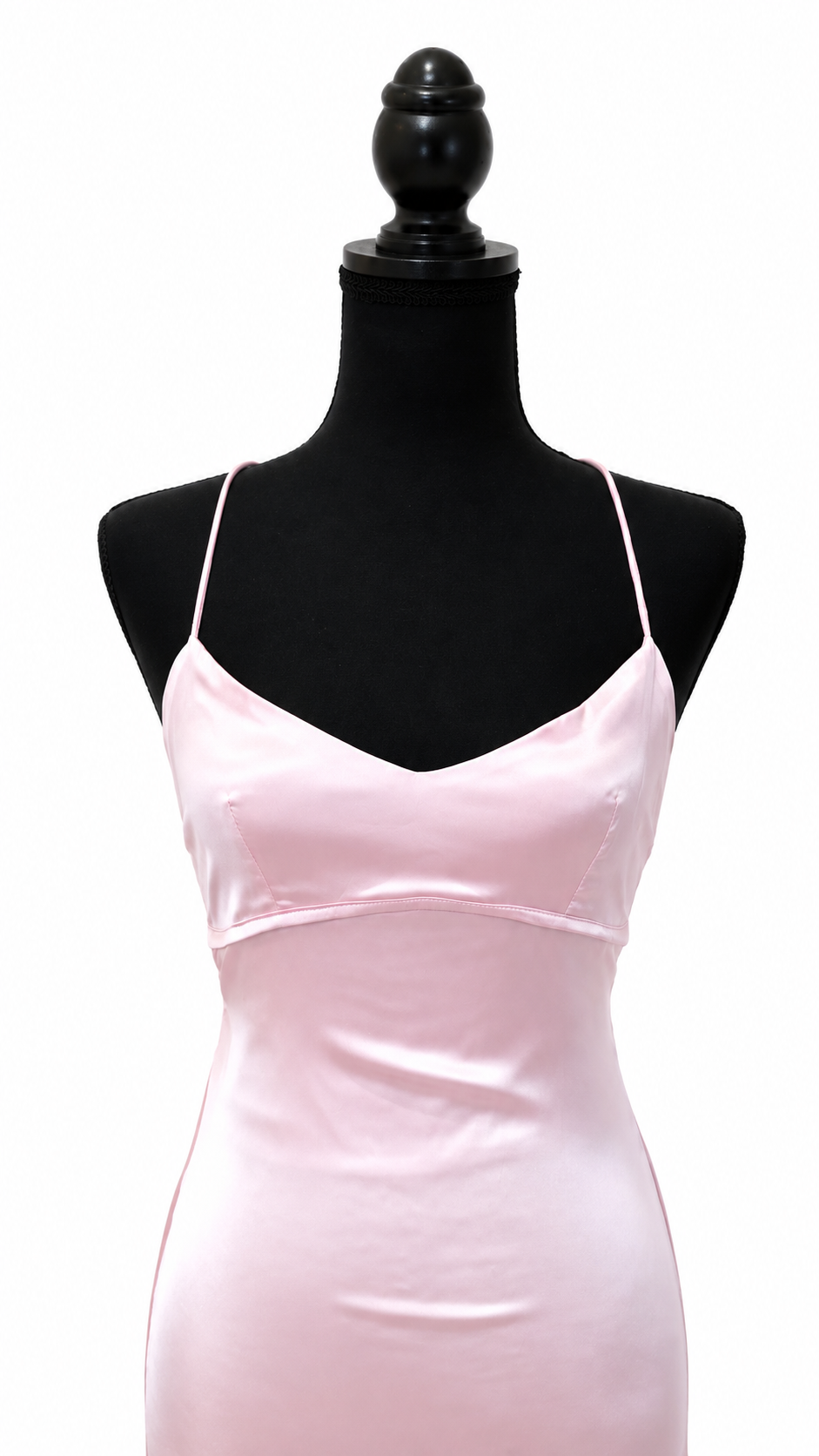 Blush Pink Satin Open-Back Gown