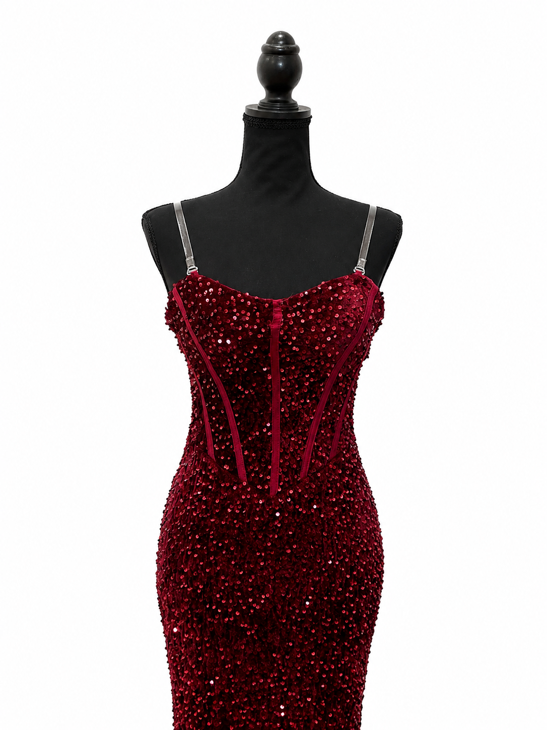 Burgundy Sequin Corset Gown