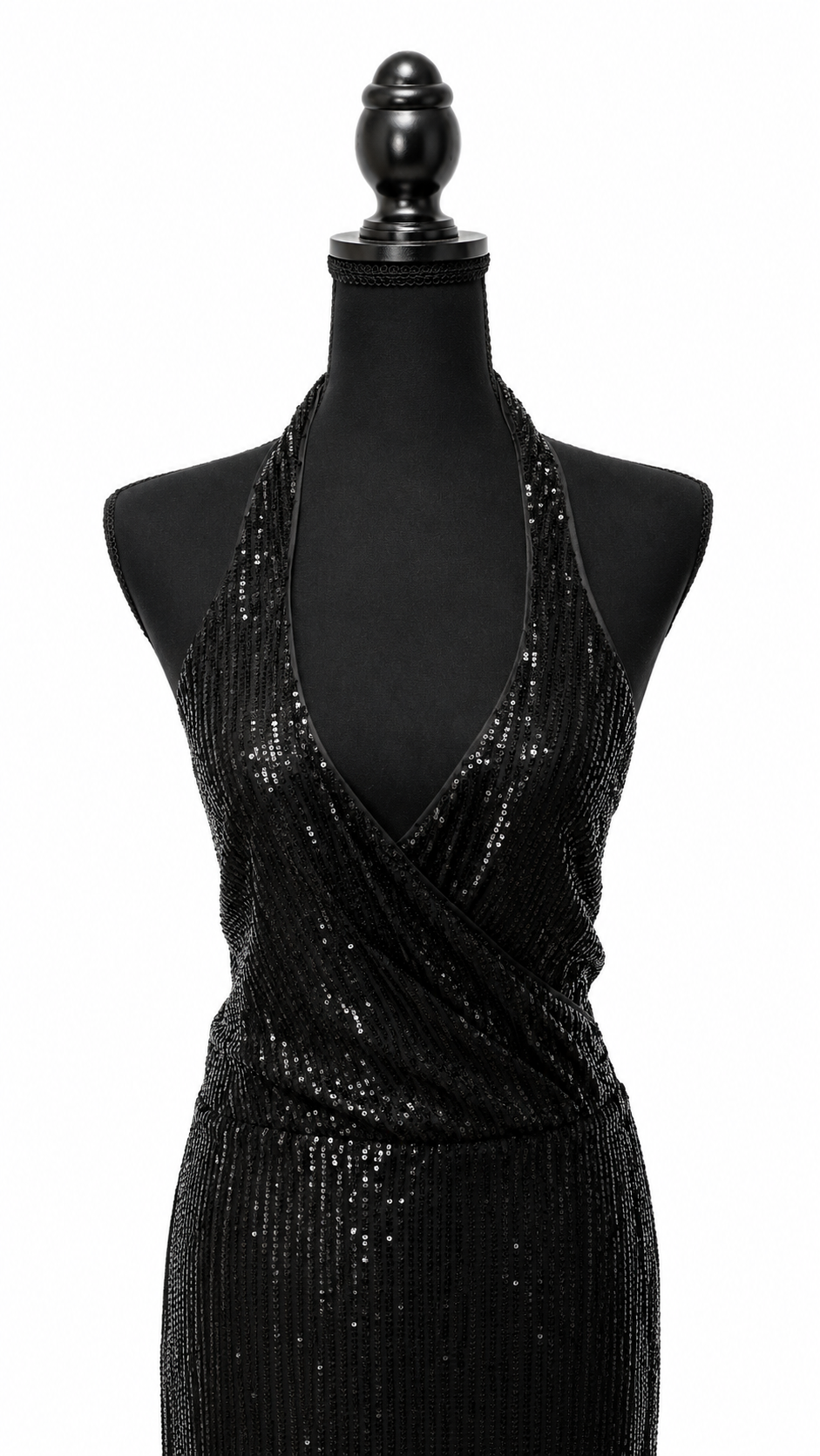 Black Sequin Halter Mermaid Gown