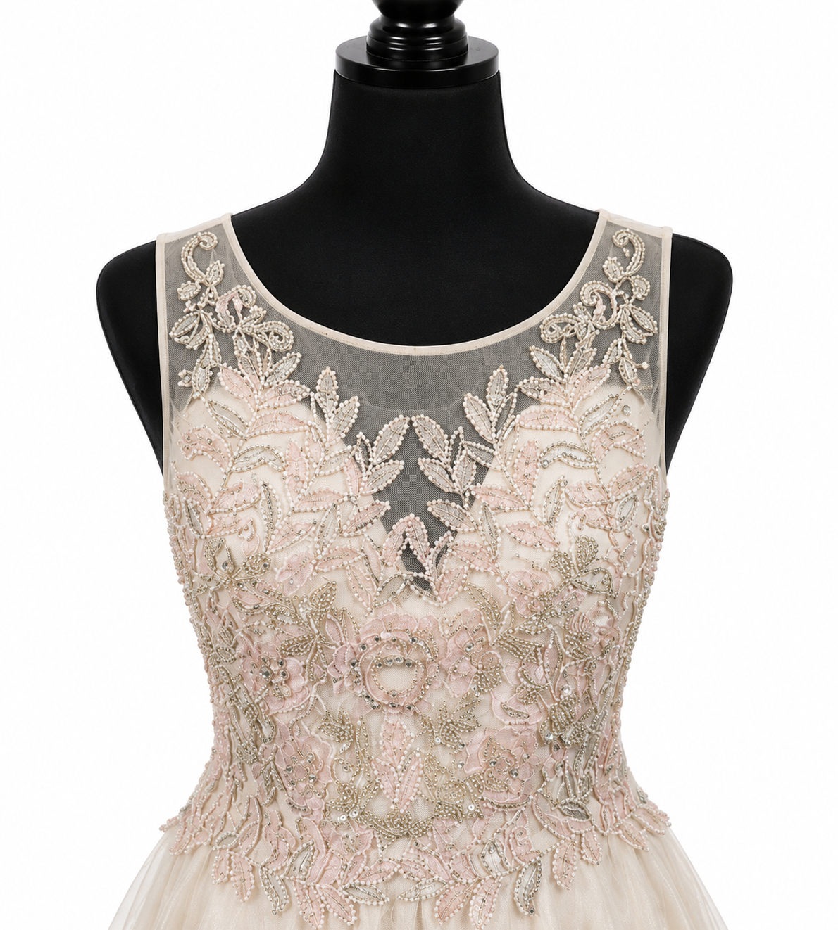 Blush & Ivory Embroidered Tulle Mini Dress