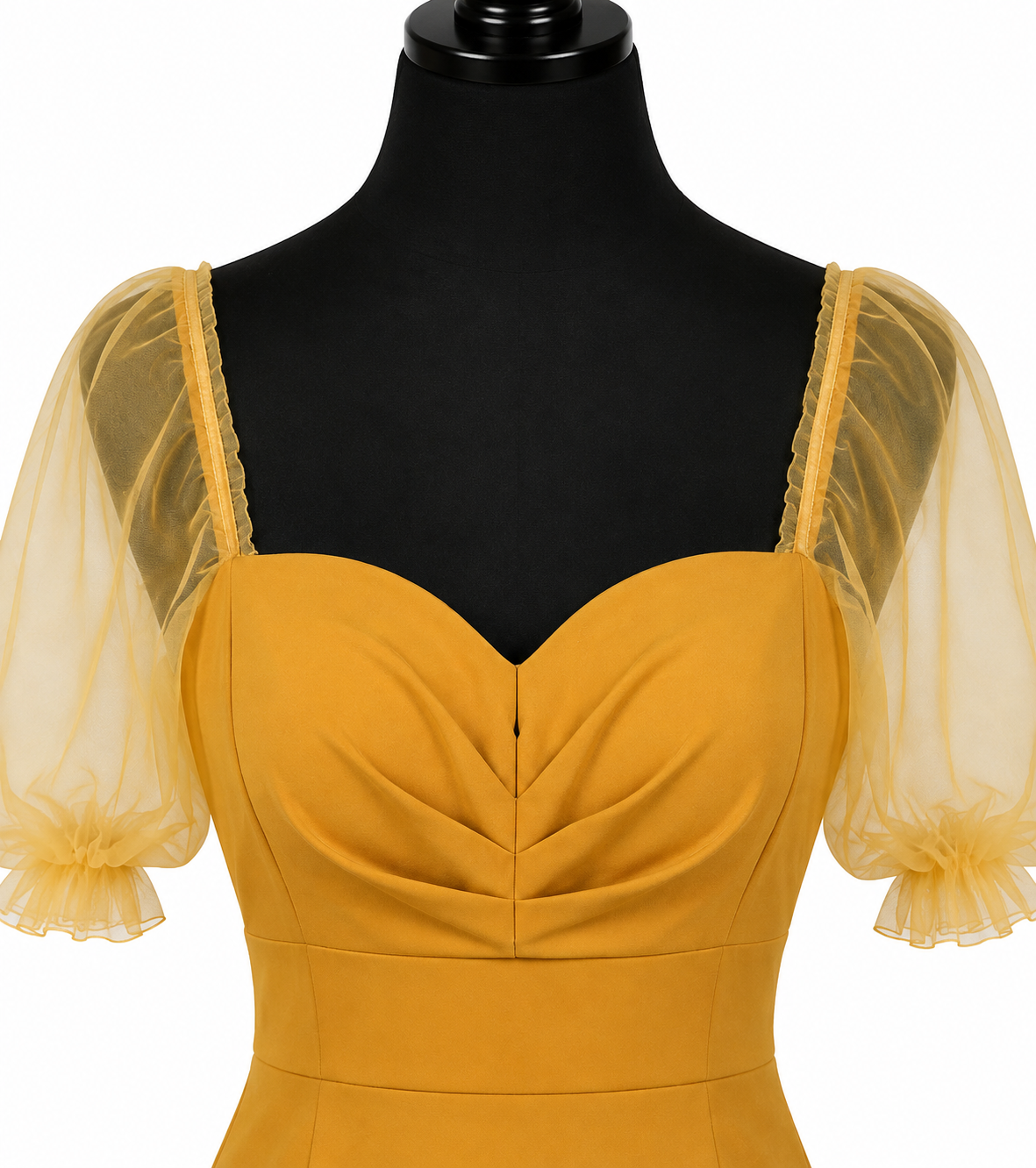 Mustard Yellow Ruched Mini Dress