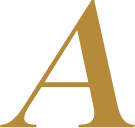 Stylized letter A in gold on a black background.