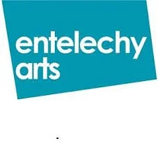 Entelechy Arts logo with teal background and white text