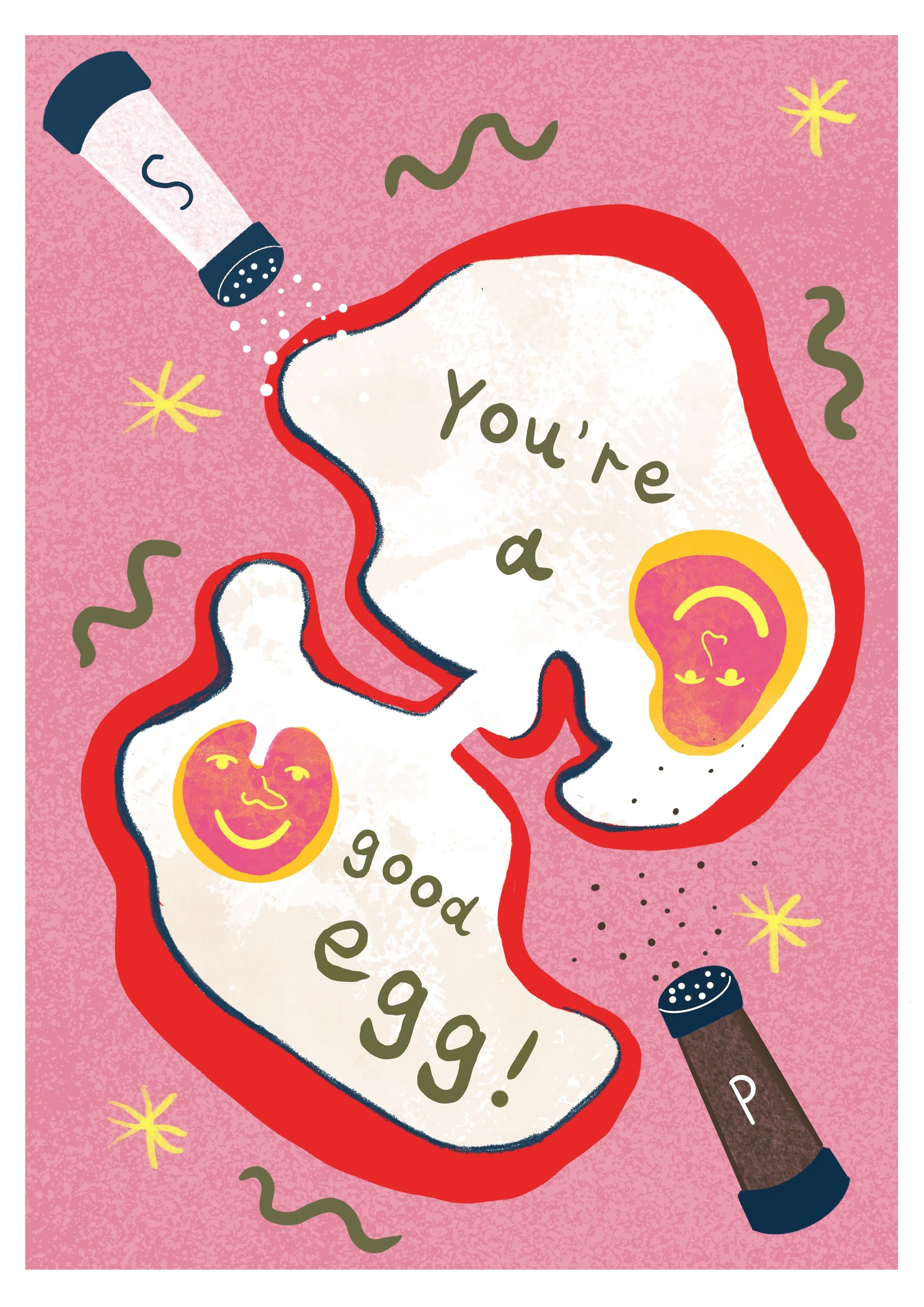 Illustration of two salt shakers and two pepper shakers, with the phrase 'You're a good...'