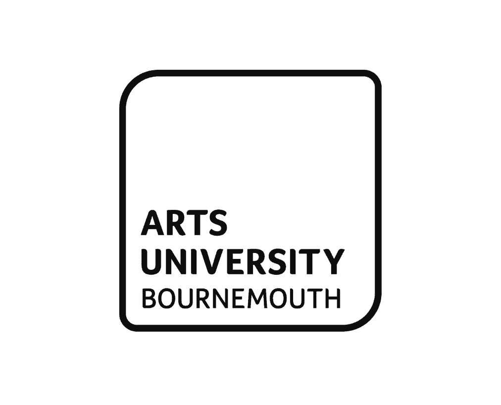 Logo of Arts University Bournemouth. Black text inside a rounded-rectangle outline.