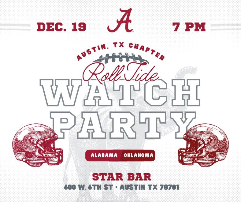 Trusting the process, and the College Playoff Committee🤝

See everyone at Star Bar on Friday at 7PM! 

ROLL TIDE